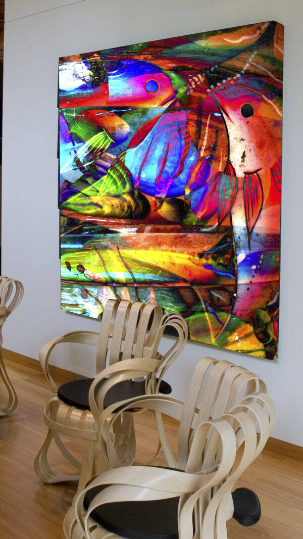 Cabo San Lucas Mexico Inspired Abstract Modern Wall Art on Canvas titled Pesca Art By Val