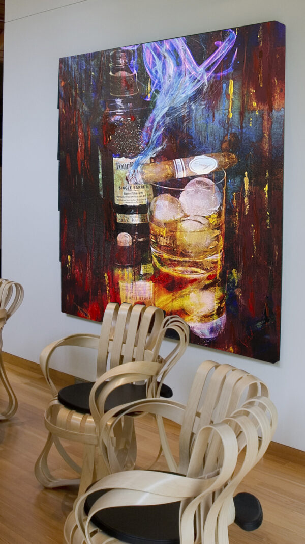 Abstract Modern Cigar Art Titled Four Roses and Davidoff