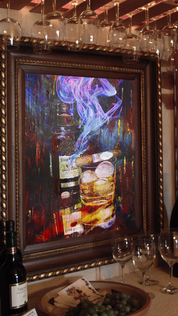 Abstract Modern Cigar Art Titled Four Roses and Davidoff