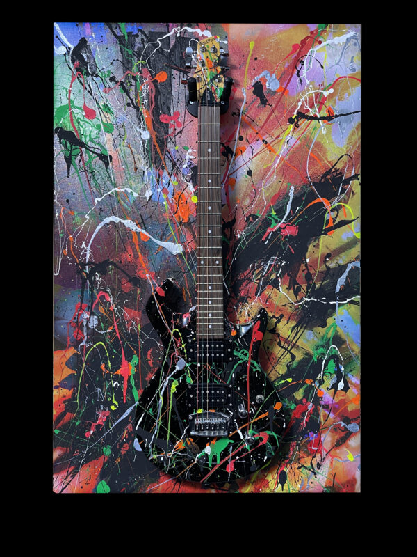 Black Wildfire Electric Guitar Abstract Modern Wall Art