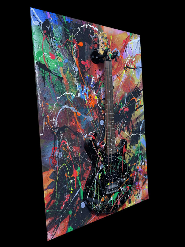 Black Wildfire Electric Guitar Abstract Modern Wall Art