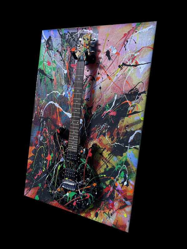 Black Wildfire Electric Guitar Abstract Modern Wall Art