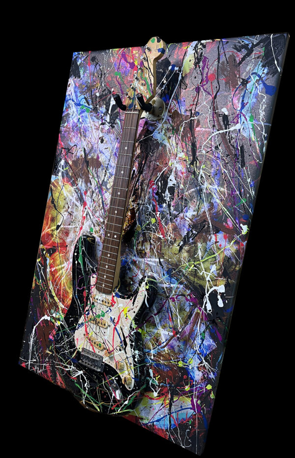 Abstract Modern Wall Art Fender Guitar and Painting Together