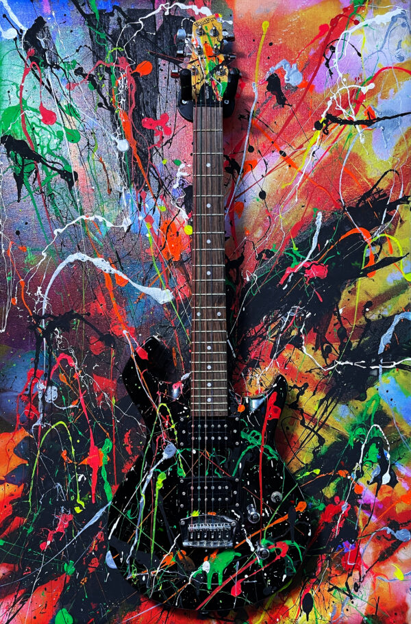 Black Wildfire Electric Guitar Abstract Painting