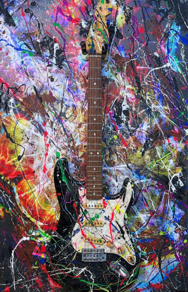 Fender Electric Guitar Modern Wall Art Print On Canvas