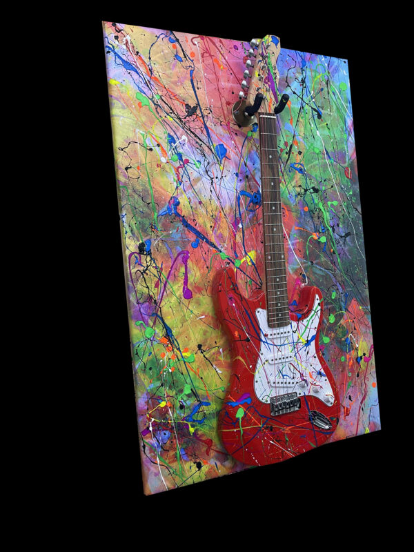 Red Electric Guitar Modern Abstract Painting