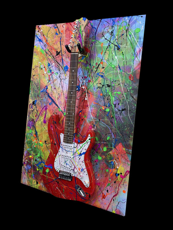 Red Electric Guitar Modern Abstract Painting