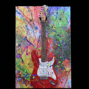 Red Electric Guitar Modern Abstract Painting