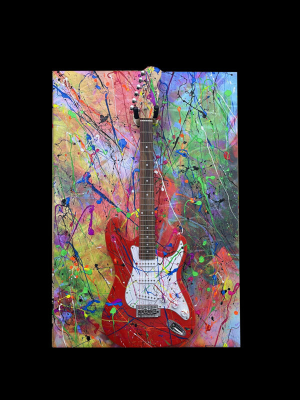 Red Electric Guitar Modern Abstract Painting