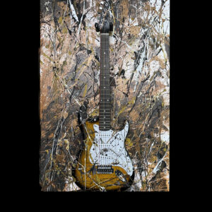 Abstract Modern Wall Art Titled Brown and Black Electric Guitar