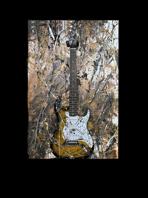 Abstract Modern Wall Art Titled Brown and Black Electric Guitar