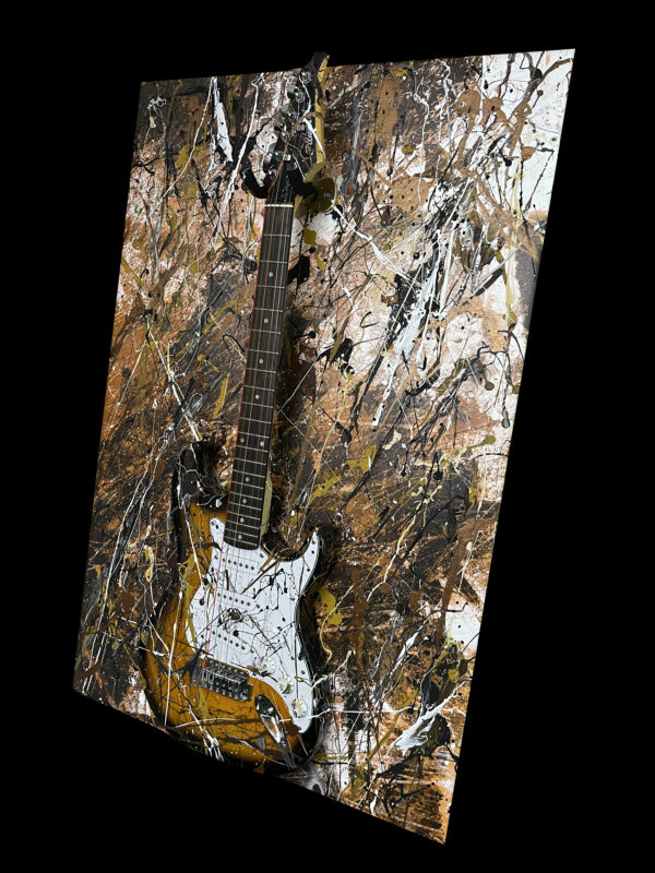 Abstract Modern Wall Art Titled Brown and Black Electric Guitar