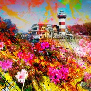 Abstract Azaleas at Hilton Head Island Harbour Town Lighthouse