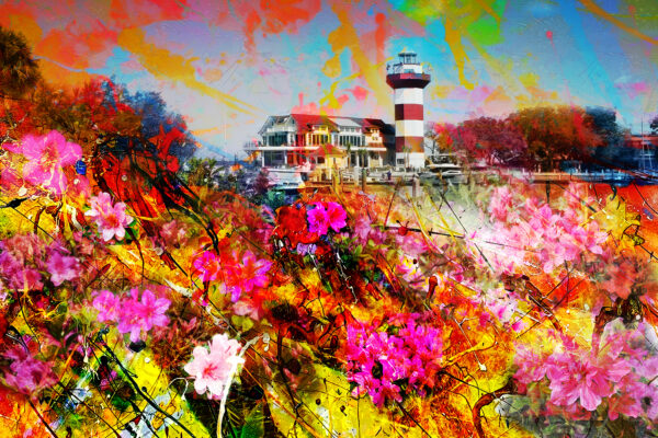 Abstract Azaleas at Hilton Head Island Harbour Town Lighthouse