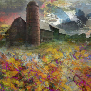 Abstract New Jersey Red Barn painting on canvas