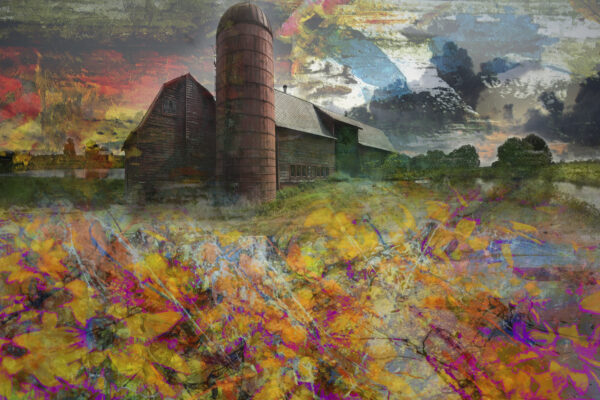 Abstract New Jersey Red Barn painting on canvas