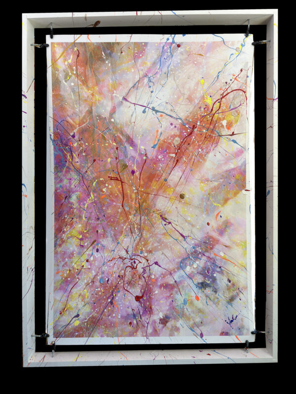 Abstract Modern Wall Art Titled Life Line with Painted Suspended Frame