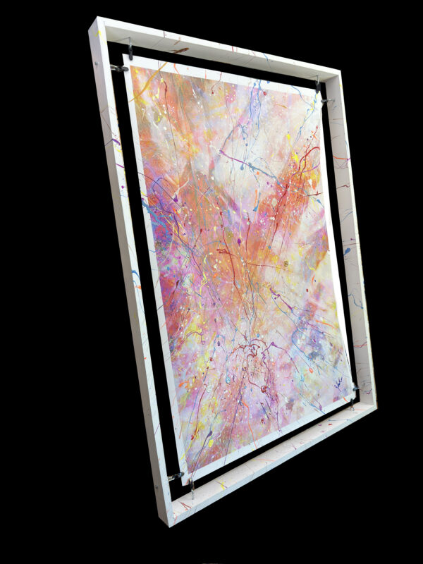 Abstract Modern Wall Art Titled Life Line with Painted Suspended Frame