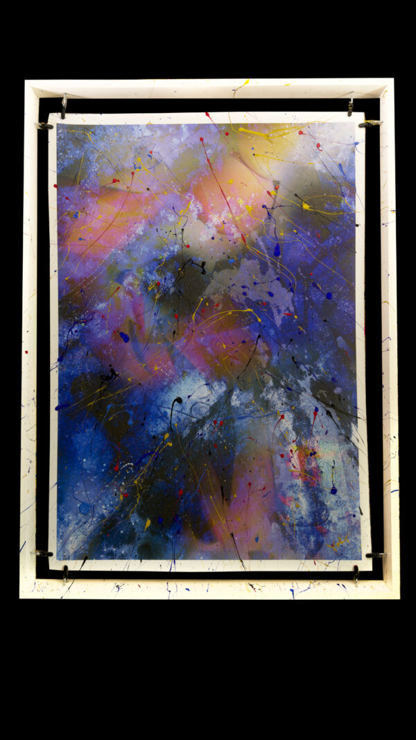 Got The Blues Today Abstract Modern Art Painting on a suspended canvas