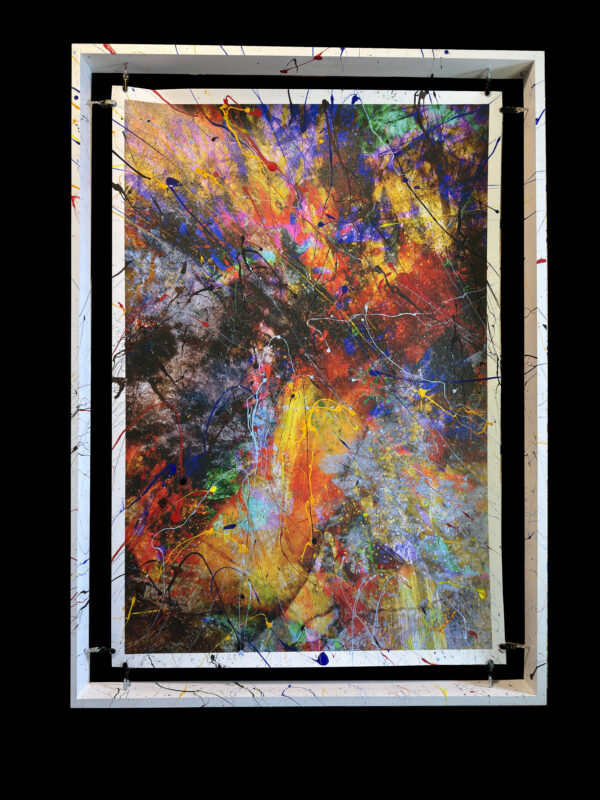 Abstract Modern Wall Art Painting Titled Tell Me What You See on canvas with a painted suspended frame