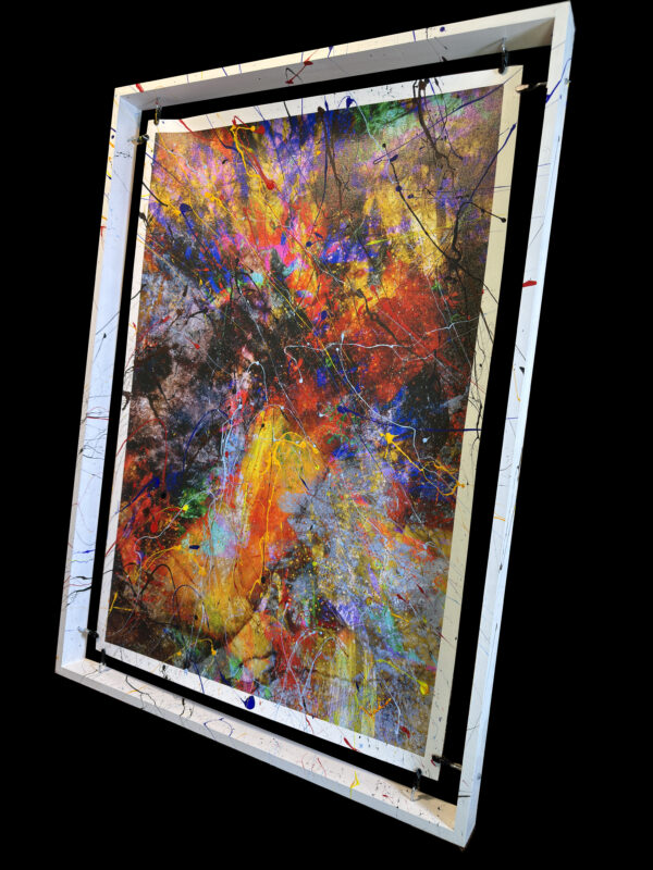 Abstract Modern Wall Art Painting Titled Tell Me What You See on canvas with a painted suspended frame