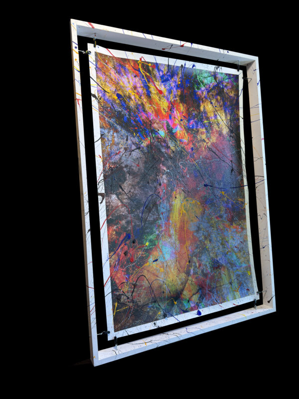 Abstract Modern Wall Art Painting Titled Tell Me What You See on canvas with a painted suspended frame