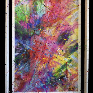 Today In Red Abstract Canvas Painting With Suspended Frame