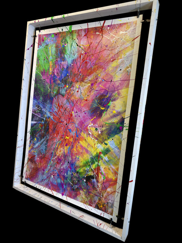 Today In Red Abstract Canvas Painting With Suspended Frame