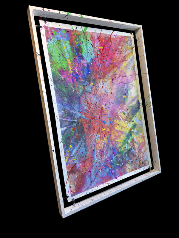 Today In Red Abstract Canvas Painting With Suspended Frame