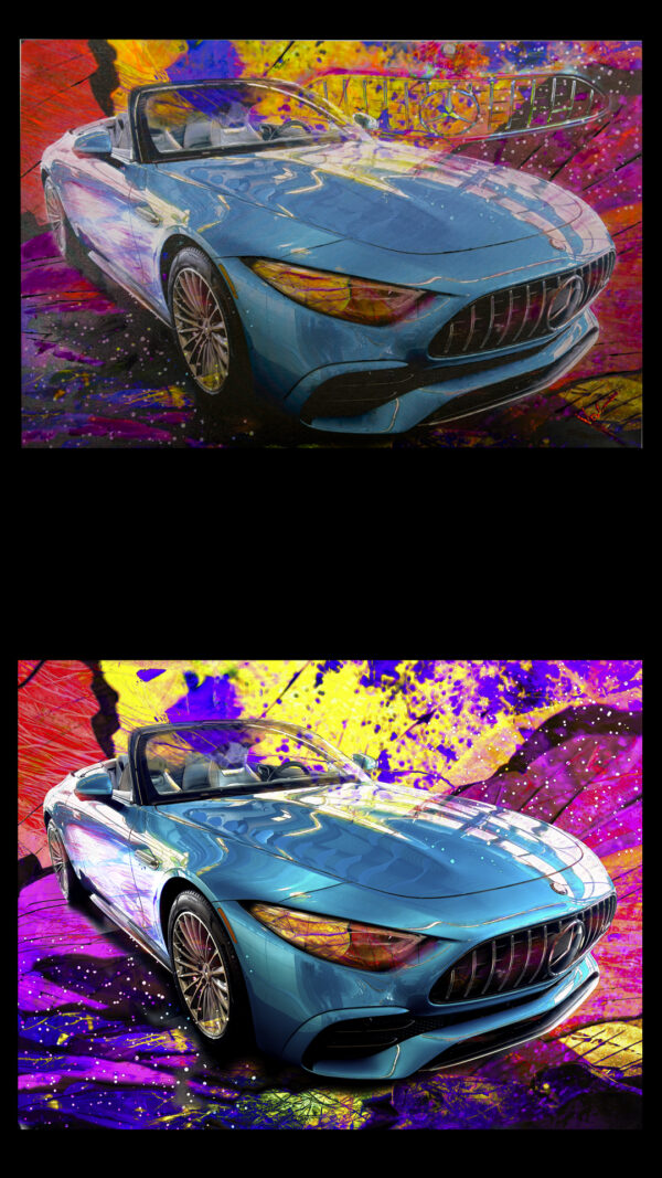 Abstract Mercedes AMG SL 43 Roadster 2023 by artist Michael John Valentine