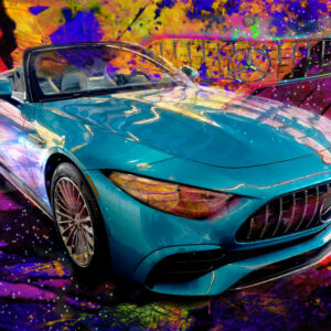 Abstract Mercedes AMG SL 43 Roadster 2023 by artist Michael John Valentine