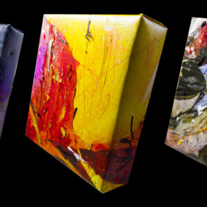 6 x 6 gallery wrapped canvas earth series paintings on mini stands