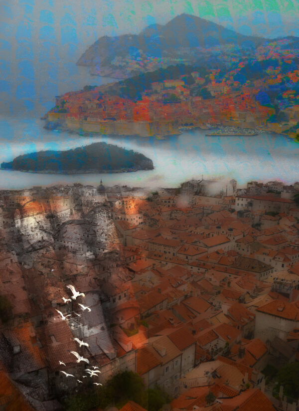 Dubrovnik Abstract Painting On Canvas By Artist Michael John Valentine